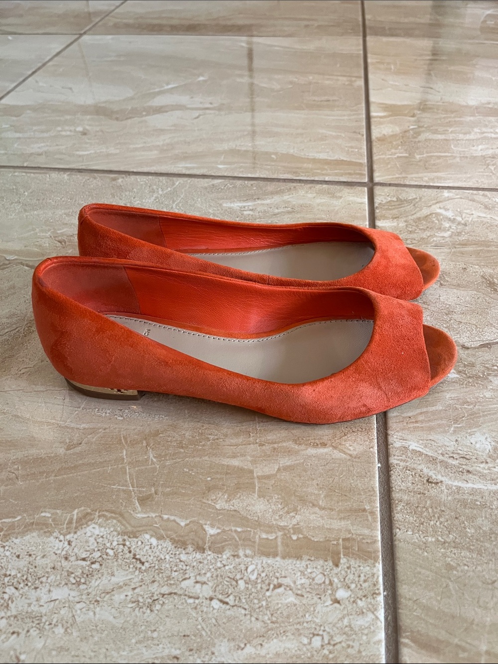 Tory Burch Suede Open-Toe Ballet Flats